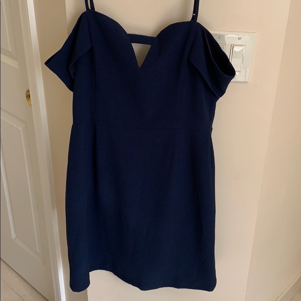 Navy off the shoulder dress